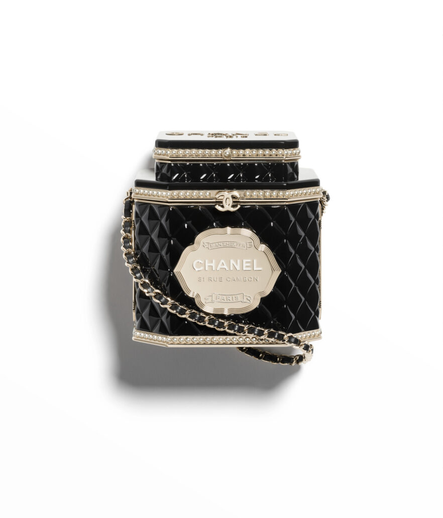 chanel minaudiere in black and gold plexiglass metal resin and beads as4954 b16929 ny9411 HD