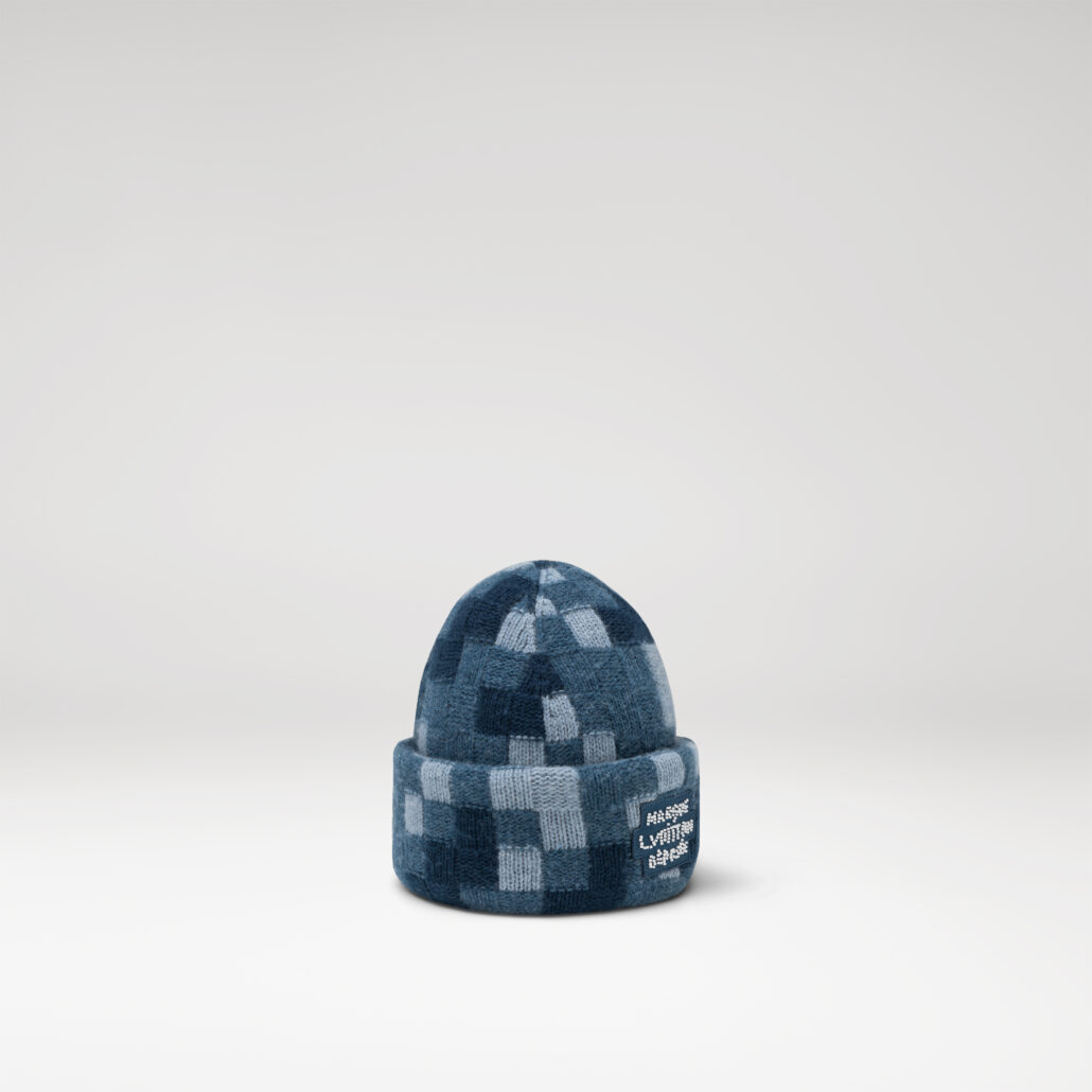 LOUIS VUITTON DAMIER DENIM CRUSH BEANIE SHOW SS24
