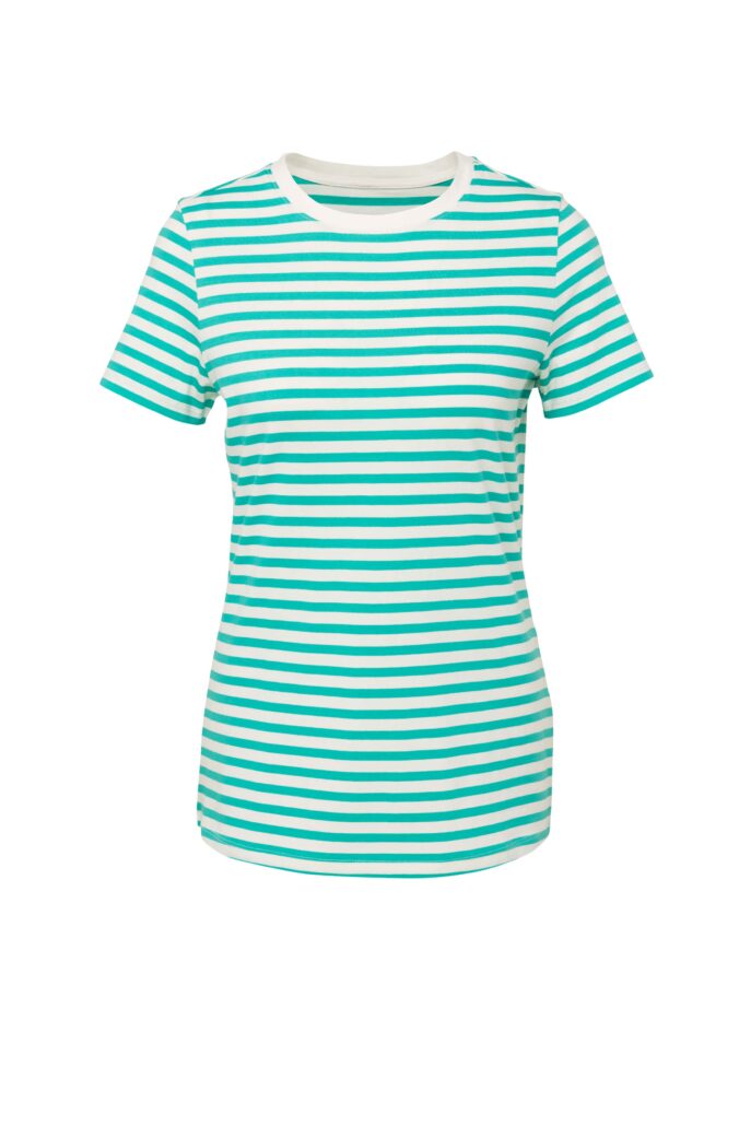 Basic T-Shirt aqua-weiss gestreift | © Tchibo