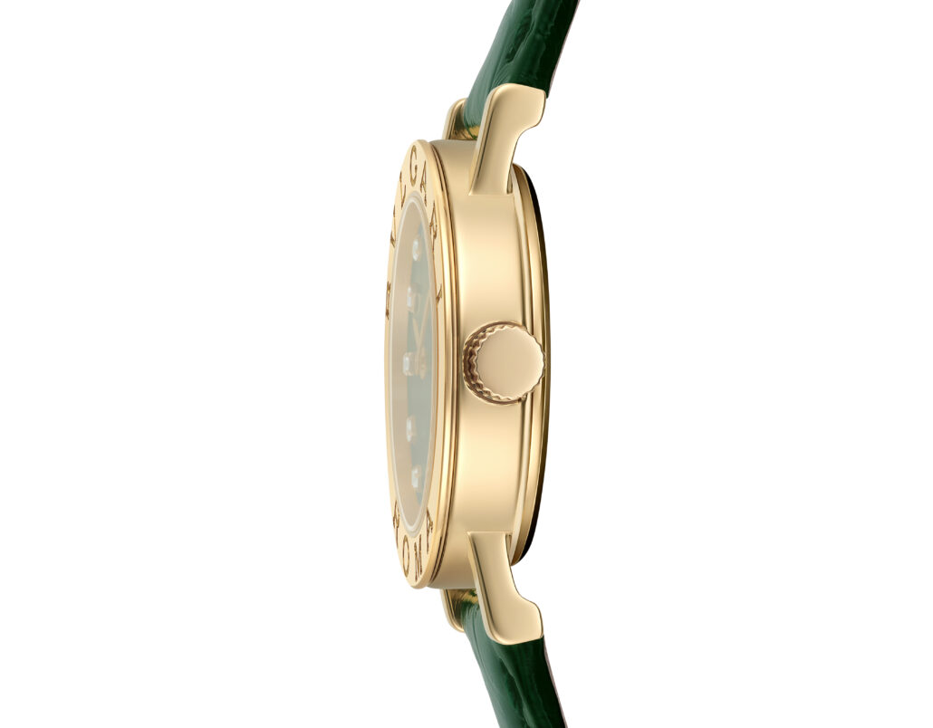 „Verde Alpi“, Zifferblatt aus grünem Marmor mit 12 Diamantindizes ©Bvlgari
