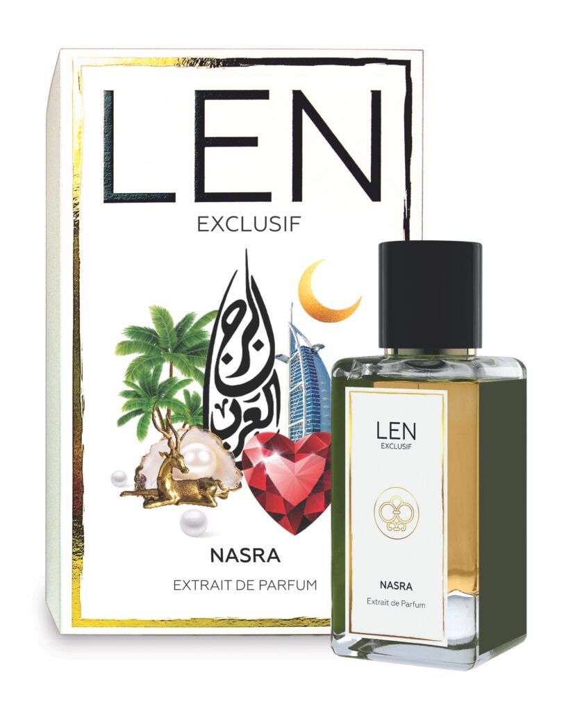 LEN Fragrance Packshot Nasra Box und Flacon