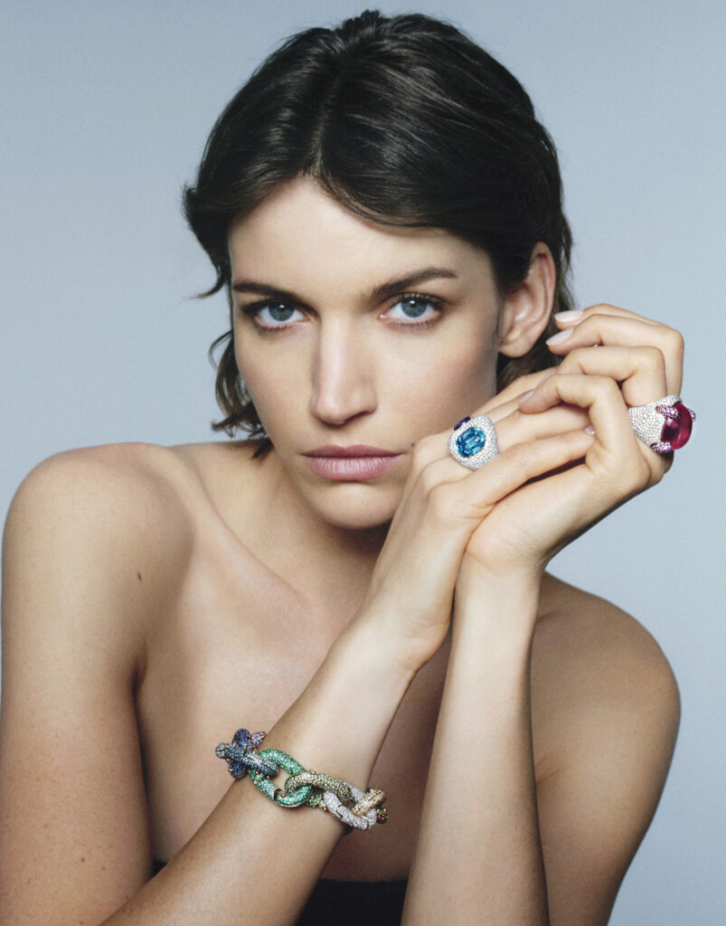 COLLEZIONE 1967 Pomellato High Jewelry Rainbow bracelet Marvelous Griffe ring Duetto Cocktail ring 803x1024 1