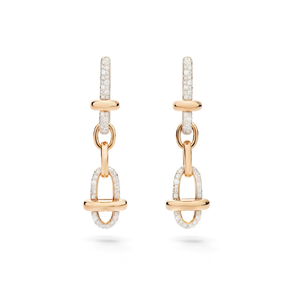 Iconica drop earrings in rose gold with white diamonds by Pomellato 2