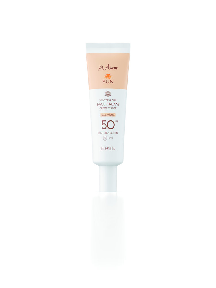 M.Asam Sun WinterSki FaceCream LSF50 30ml front transfored FS only 3D