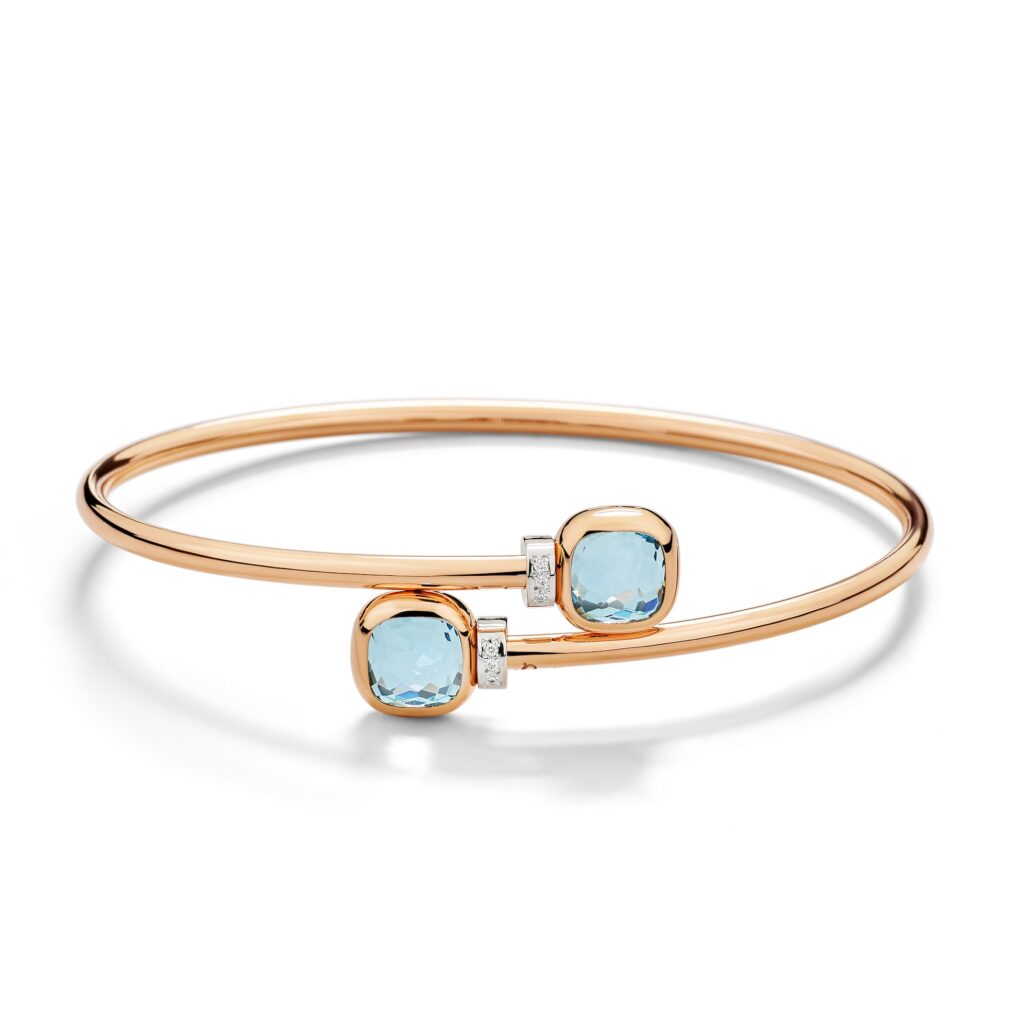 NUDO Mini bracelet in rose gold with diamonds and sky blue topaz by Pomellato 2