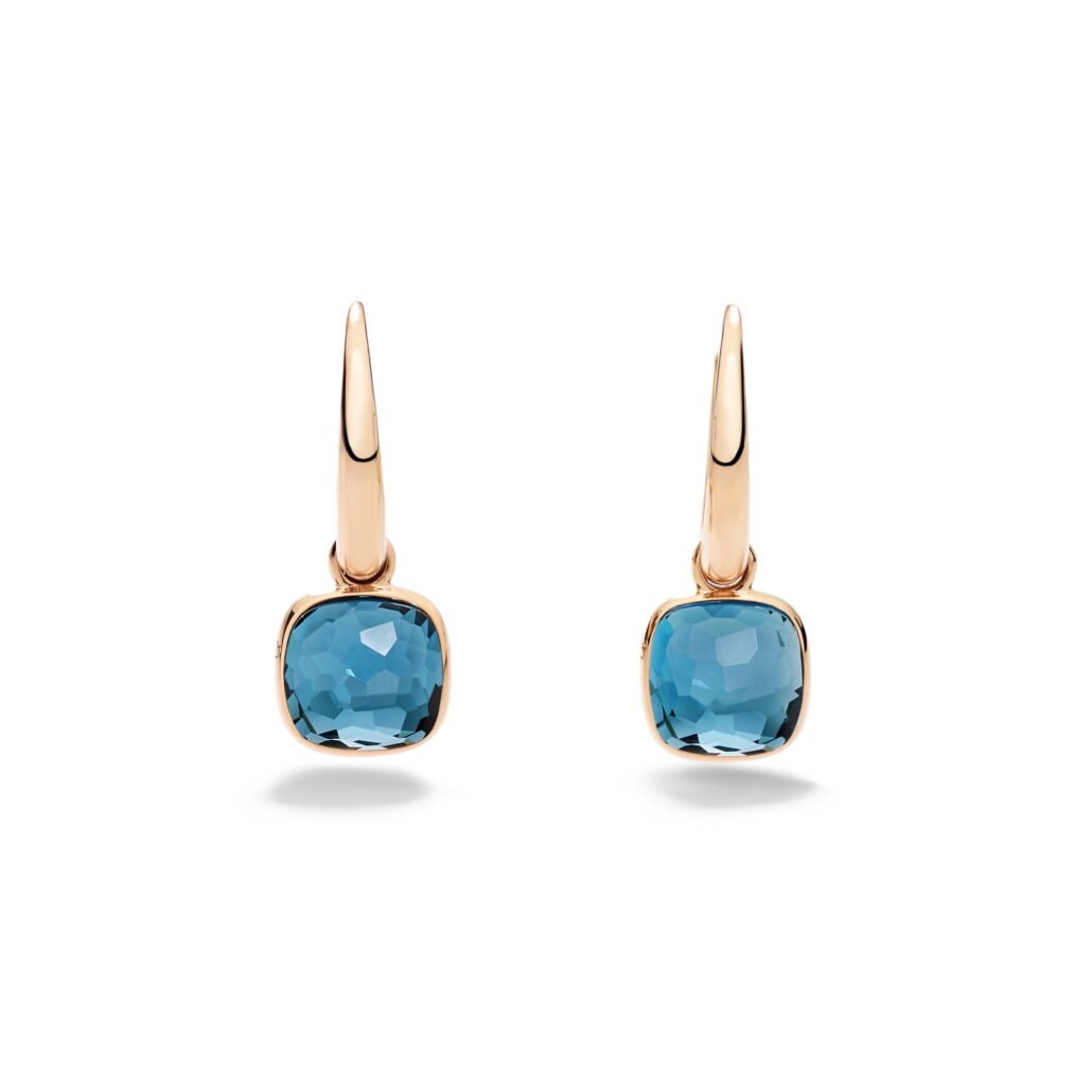 NUDO Mini earrings in rose gold with London blue topaz by Pomellato 2 1