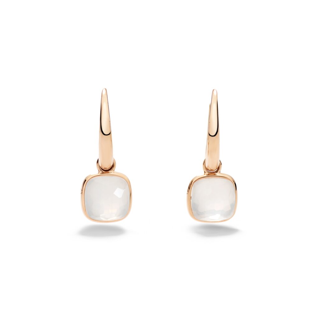 NUDO Mini earrings in rose gold with milky quartz by Pomellato 2