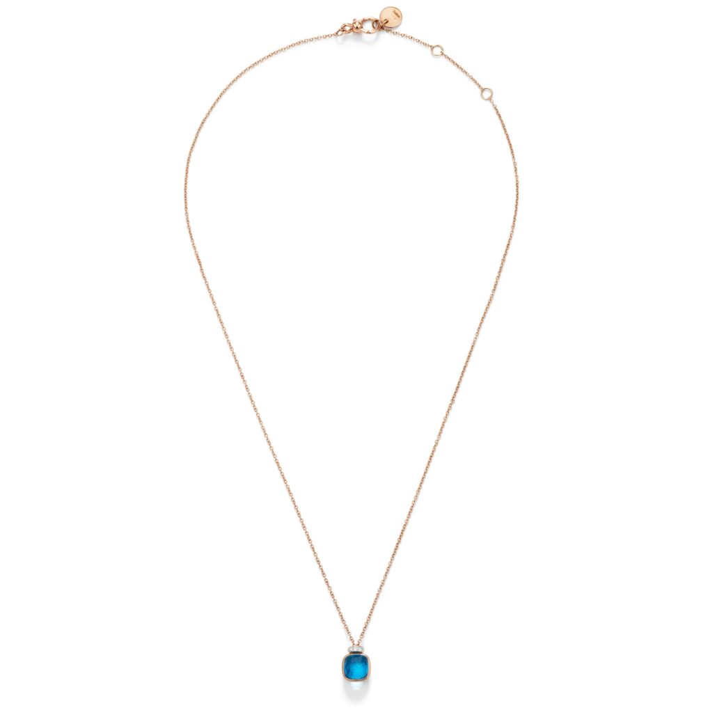 NUDO Mini necklace in rose gold with diamonds and London blue topaz by Pomellato 3