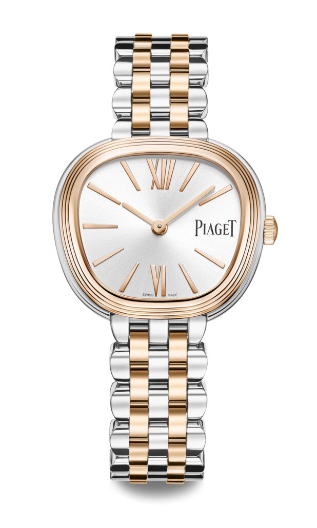 Uhr aus 750/1000 Roségold und Stahl. Manufaktur-Quarzwerk. 29 mm. Reproduzierbar. ©Piaget