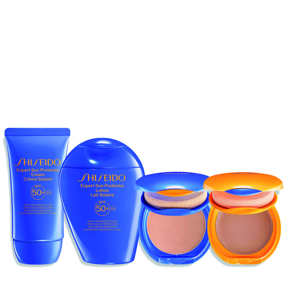Shiseido Suncare Lineup Blue Main Shade Group Shot