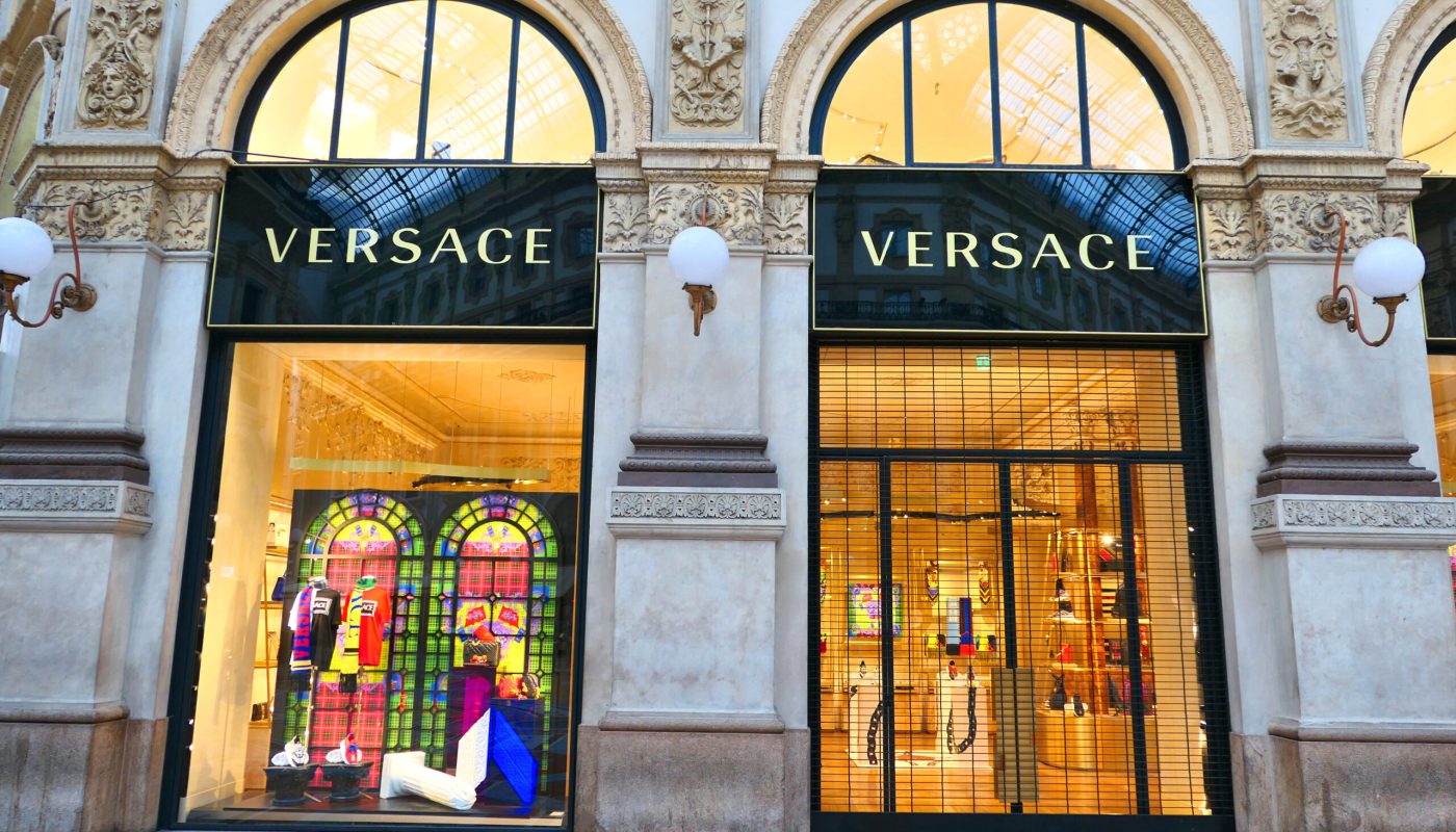MILAN, ITALY - OCTOBER 21, 2018 : Versace store in Galleria Vittorio Emanuele II in Milan. Versace is an Italian luxury fashion company.